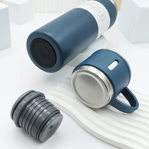 Paslanmaz Çelik Termos Sızdırmaz 3 Bardaklı Termos Seti 12 Saat Sıcak-Soğuk 500 ml Özel Kutulu