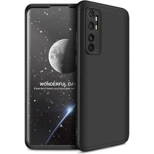 Xiaomi Mi Note 10 Lite Kılıf + Ekran Koruyucu 360 Derece Tam Koruma 3 Parça Sert Ince Ays Kapak Siyah