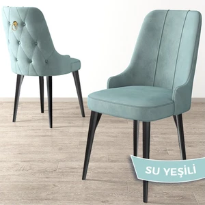 Concept Newa Serisi  Babyface Kumaş Siyah Metal Ayak Gold Halkalı 1 Adet Sandalye