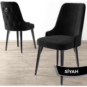 Concept Newa Serisi  Babyface Kumaş Siyah Metal Ayak Gümüş Halkalı 1 Adet Sandalye