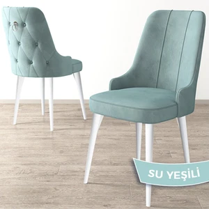 Concept Newa Serisi  Babyface Kumaş Beyaz Metal Ayak Gümüş Halkalı 1 Adet Sandalye