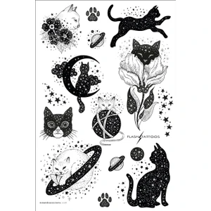 Flash Tattoos Kedisever Işıltılı Geçici Dövme