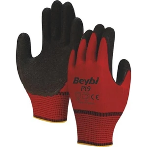 Pl9 Polyester Örme Eldiven Kırmızı-Siyah No:9