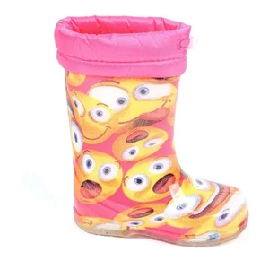 Moda Ayakkabı23 Moda Ayakkabı 23-109 Srb Pembe Emoji Kürklü Kız Çocuk Çizme