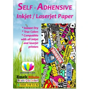 Emeks 100 Adet A6 - 10X15CM. Mat Yüzeyli Sticker Güçlü Yapışkanlı Etiket Kağıdı 120GSM