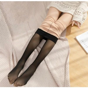 Içi Polarlı Dokuma Ten Görünümlü Siyah Ince Külotlu Çorap