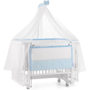 Meltem Smart Bambino Anne Yanı Ahşap Sallanır Beşik 70x110 cm (beyaz-mavi)