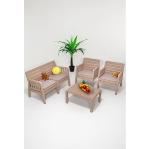 ModaLife Lara 2+1+1+S Bahçe Takımı  Balkon - Bahçe - Teras  Mobilyası / Cappucino