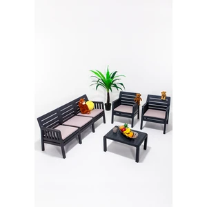 Lara 3+1+1+S Bahçe Takımı Balkon - Bahçe - Teras Mobilyası / Antrasit
