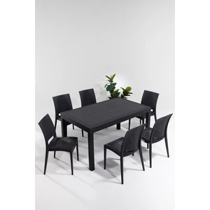 Rattan 90X150 Bahçe&balkon&teras Masa Seti – Antrasit