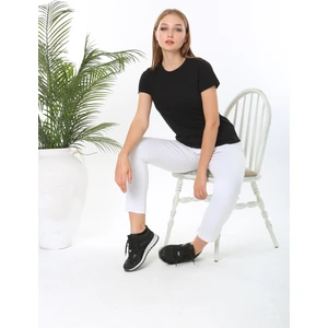 %100 Pamuk Basic T-Shirt (Rahat Giyim) Kadın - Siyah
