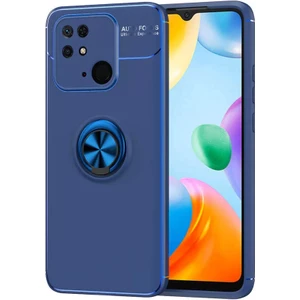 Xiaomi Poco C40 Kılıf Ravel Yüzüklü Mıknatıslı Stand Focus Silikon Mavi