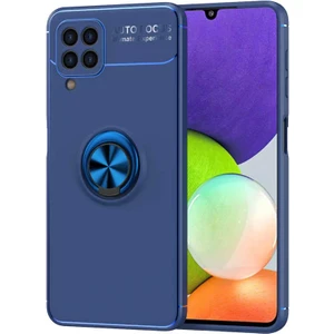 Samsung Galaxy A22 4g Kılıf Ravel Yüzüklü Mıknatıslı Stand Focus Silikon Mavi