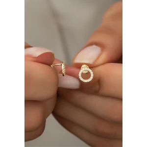 925 Ayar Gümüş Gold Minik Yuvarlak Küpe