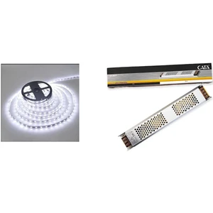 15 Metre 10 Çip Şerit Led Beyaz ve Cata 21 Amper Led Trafosu Takım