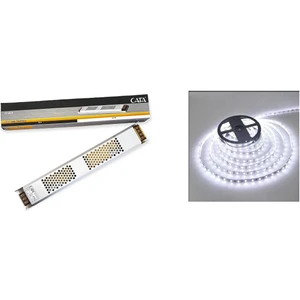25 Metre 10 Çip Şerit Led Beyaz ve Cata 30 Amper Slim Led Trafosu Takım