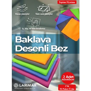 Mikrofiber Baklava Desenli Cam ve Temizlik Bezi 150'li