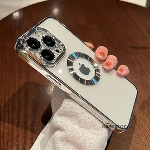 M.TK Moveteck Iphone 14 Pro Uyumlu Kılıf Kamera Lens Üstü Kapalı Koruma Orta Logo Gösterir Halkalı Şeffaf