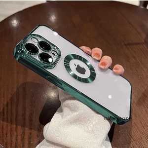 M.TK Moveteck Iphone 14 Pro Uyumlu Kılıf Kamera Lens Üstü Kapalı Koruma Orta Logo Gösterir Halkalı Şeffaf