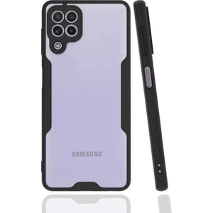 Samsung Galaxy M32 Kılıf Parfe Kamera Korumalı Kenarları Renkli Kapak Siyah