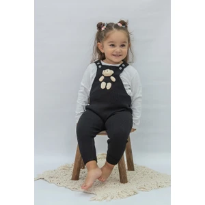 Miniko Kids Oyuncak Ayı Detaylı Düğmeli Ayarlanabilir Askılı Triko Salopet Elbise