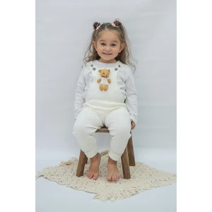 Miniko Kids Oyuncak Ayı Detaylı Düğmeli Ayarlanabilir Askılı Triko Salopet Elbise
