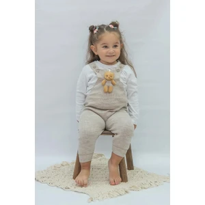 Miniko Kids Oyuncak Ayı Detaylı Düğmeli Ayarlanabilir Askılı Triko Salopet Elbise