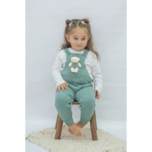Miniko Kids Oyuncak Ayı Detaylı Düğmeli Ayarlanabilir Askılı Triko Salopet Elbise