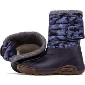 W10210 Topo Ski Camo Çocuk Kürklü Lacivert Kar Botu