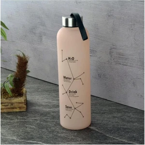 Buzlu Cam Matara 600 ml Gümüş Pembe H2O88665