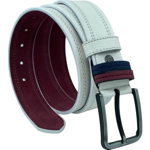 Beyaz Suni Deri Çift Dikişli Model 4 Cm.lik Spor Kemer - 9016-10-22RL
