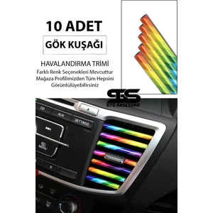 STS Oto Aksesuar Araç Içi Klima Havalandırma Izgarası Gökkuşağı Trim Seti Film Şerit Havalandırma Izgarası Gökkuşağı Trim Şerit