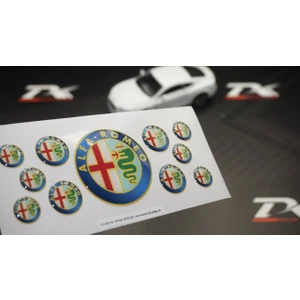DK Tuning Alfa Romeo Logo 3m 3D Damla Silikon Torpido Bagaj Çamurluk Logo Amblem Arma Seti