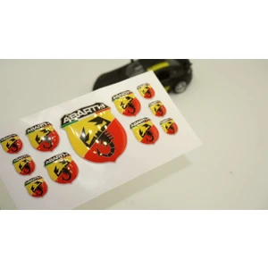 DK Tuning Fiat Abarth Logo 3m 3D Damla Silikon Torpido Bagaj Çamurluk Logo Amblem Arma Seti