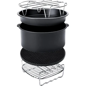 Paslanmaz 8 Adet 9 inç Yui / Xiaomi / Philips / Kumtel Uyumlu Air Fryer Aksesuarı - Siyah / Gümüş (Yurt Dışından)