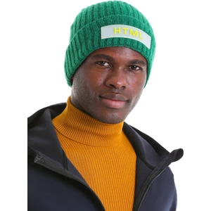 Yeşil Pamuklu Düz Örgü Bere