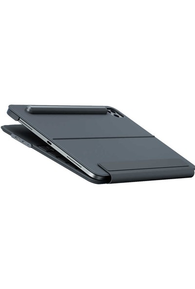 Benks Apple iPad Pro 12.9 2022 M2 Uyumlu Benks KB02 Kablosuz Klavyeli Kılıf Bluetooth Trackpad Keyboard