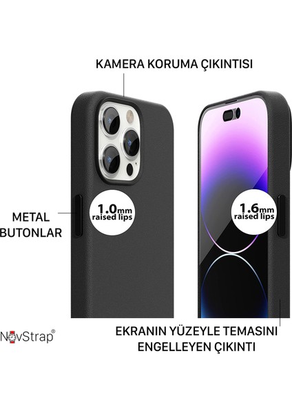Apple iPhone 13 Pro Max Uyumlu Kılıf 6.7 Inç Magsafe ile Uyumlu Deri Kılıf Içi Kumaş Kadife