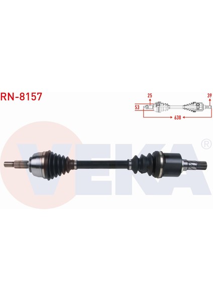 Renault Megane Iı 1.9 Dcı 2002-2008 Komple Aks Sol Ön Uzunluk 638MM 8200198016|76-RN-8157|7711135420
