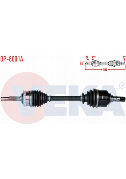 Opel Corsa C 1.3 Cdtı Abslı 29 Dıs Uzunluk 580MM 2000-2006 Komple Aks Sol Ön 26076879