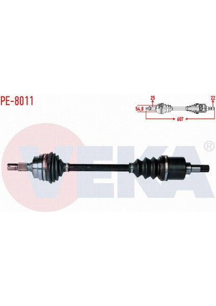Peugeot 306 (7b,n3,n5) 1.6i Uzunluk 607MM 1993-2002 Komple Aks Sol Ön 3272.T3