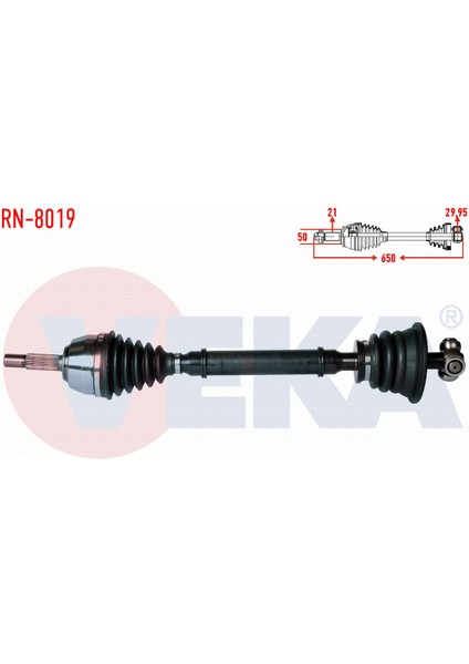 Renault Megane I (Ba0/1) 1.6i 8V Uzunluk 650 mm 1996-2003 Komple Aks Sol Ön 7711497525