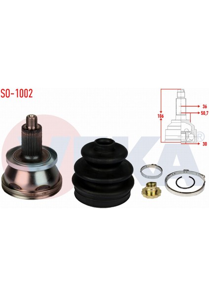 Volkswagen Polo (9n_) 1.2i 30X36X52 Uzunluk 107 mm 2001-2012 Aks Kafası Sol-Sağ Ön Dış 6Q0498099