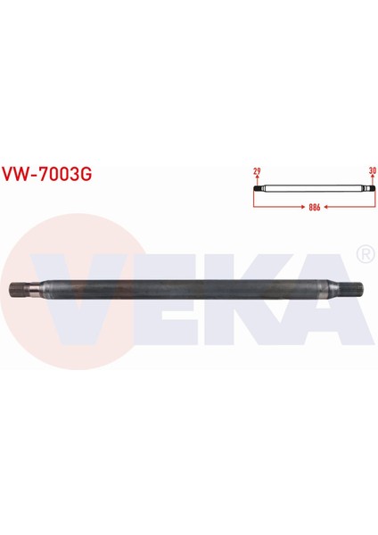 Volkswagen Crafter Aks Mili Arka Uzun Kalın Sağ Güçlendirilmiş 29X30 Uzunluk 886MM 2E0501172D