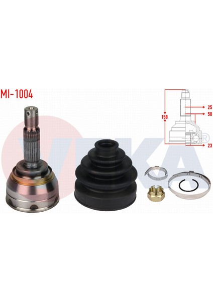 Hyundaı Accent Admıre 1.5 Crdı 03-06 Aks Kafası Sol-Sağ Ön Dış 25X23X50 Uzunluk 158 mm 4950733A00