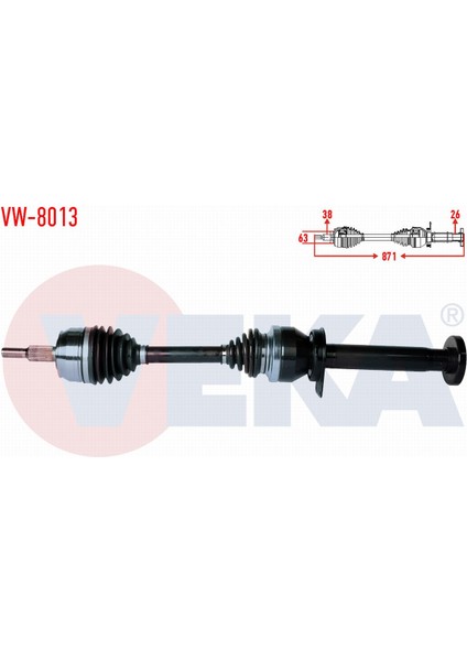 Volkswagen Transporter V(7ha,7hh,7ea,7eh)2.5 Tdı Uzunluk 871MM 03-11 Komple Aks Sağ Ön 7h0 407 452AV