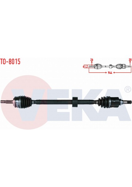 Toyota Corolla 1.6 Vvt-I M-T Uzunluk 944 mm 2012- Komple Aks Sağ Ön 4341002830|43410-02830