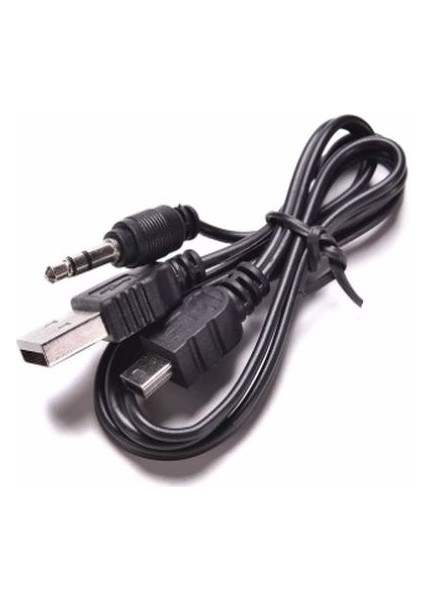 Müzik Kutusu Şarj Kablosu USB Mini Erkek USB 2.0 5 Pin+3.5mm Jack Aux Ses Jack