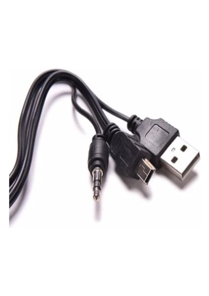 Müzik Kutusu Şarj Kablosu USB Mini Erkek USB 2.0 5 Pin+3.5mm Jack Aux Ses Jack