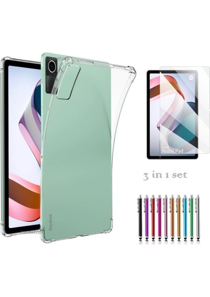 Xiaomi Redmi Pad Tablet Için Uyumlu Kılıf Ekran Koruyucu ve Kalem Ön Arka Tam Kaplama 3in1 Set
